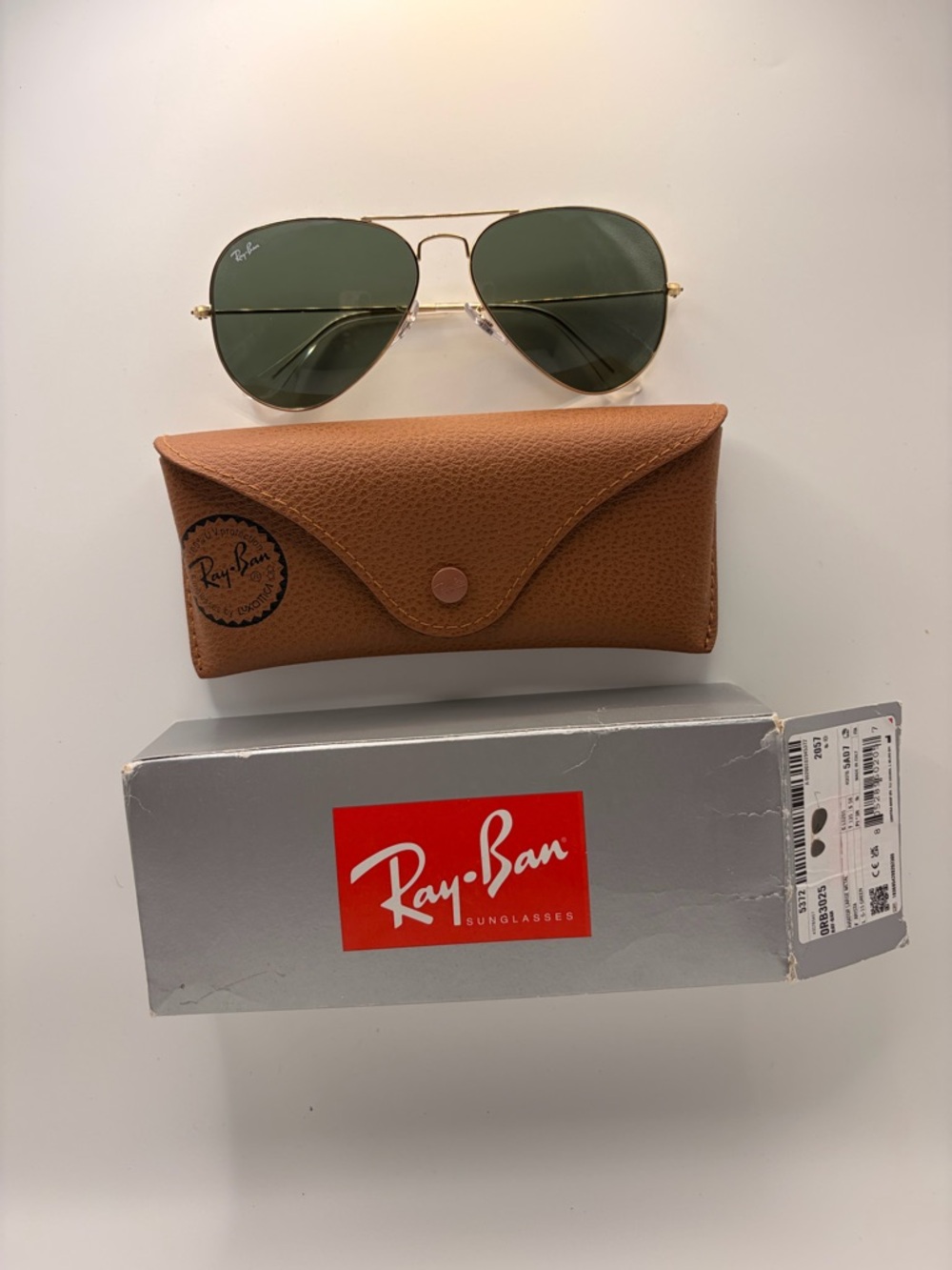 Ray-Ban Men’s Aviator Sunglasses - Gold Frame with Green Lenses